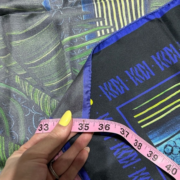 Maison Fétiche Orient 130 Tropical Leaf Print Silk Scarf  Box Rolled Edges Silk - Picture 9 of 16